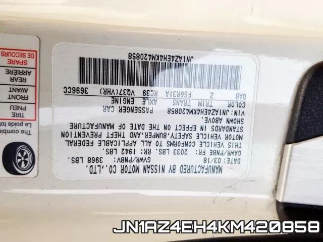JN1AZ4EH4KM420858 фото 2