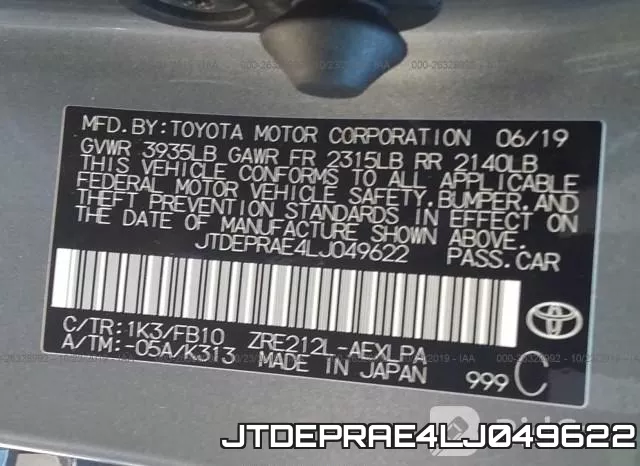 JTDEPRAE4LJ049622 фото 10