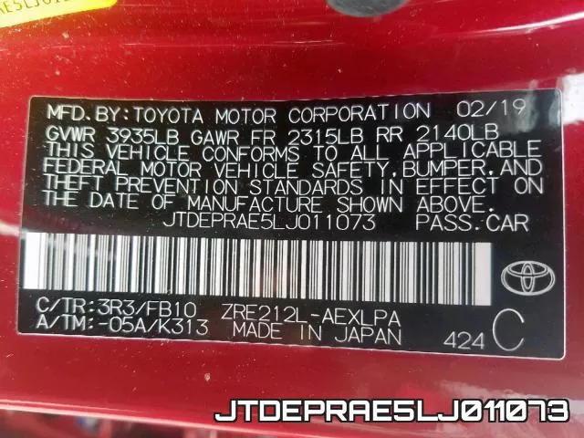 JTDEPRAE5LJ011073 фото 2