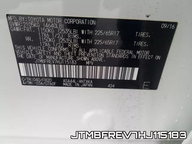 JTMBFREV7HJ115183 фото 2