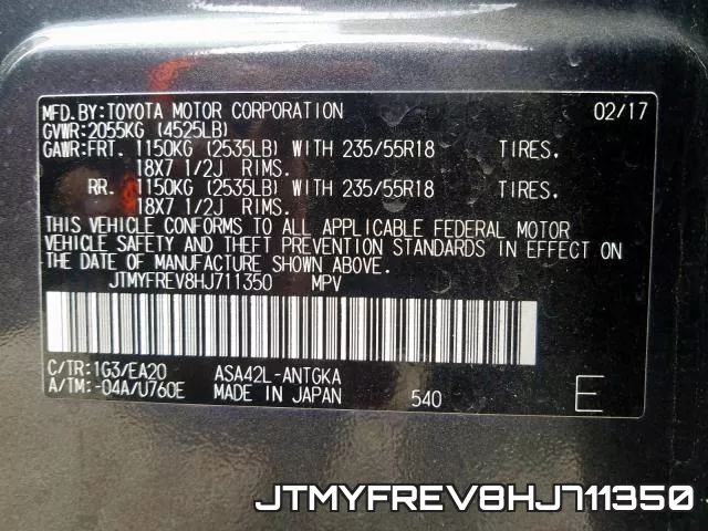 JTMYFREV8HJ711350 фото 2