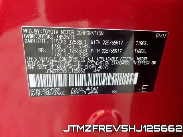 JTMZFREV5HJ125662 фото 2