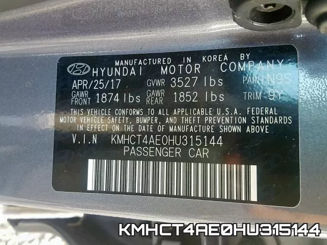 KMHCT4AE0HU315144 фото 2