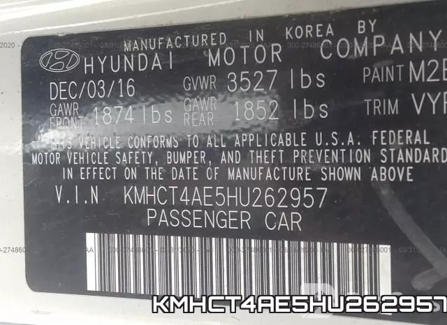 KMHCT4AE5HU262957 фото 10