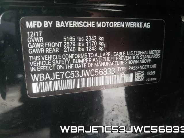 WBAJE7C53JWC56833 фото 2