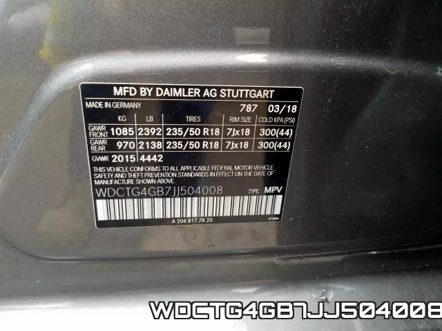 WDCTG4GB7JJ504008 фото 2