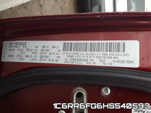 1C6RR6FG6HS540593 фото 2