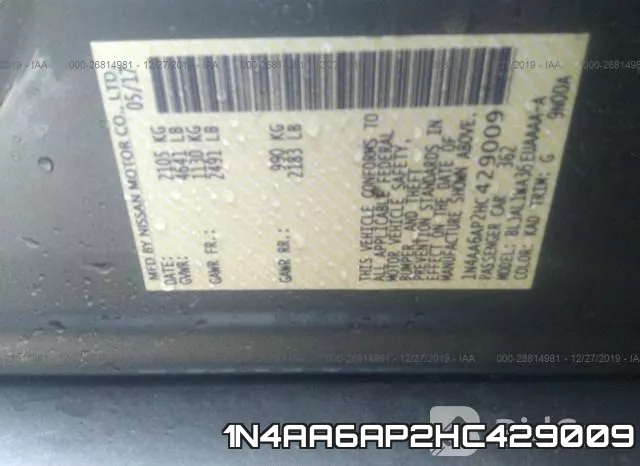 1N4AA6AP2HC429009 фото 10