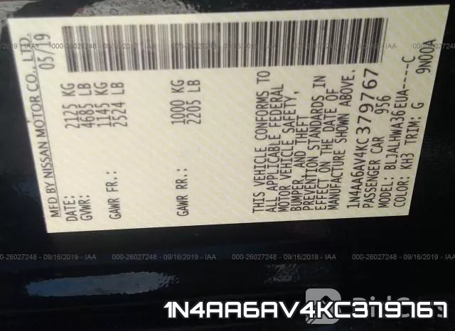 1N4AA6AV4KC379767 фото 10