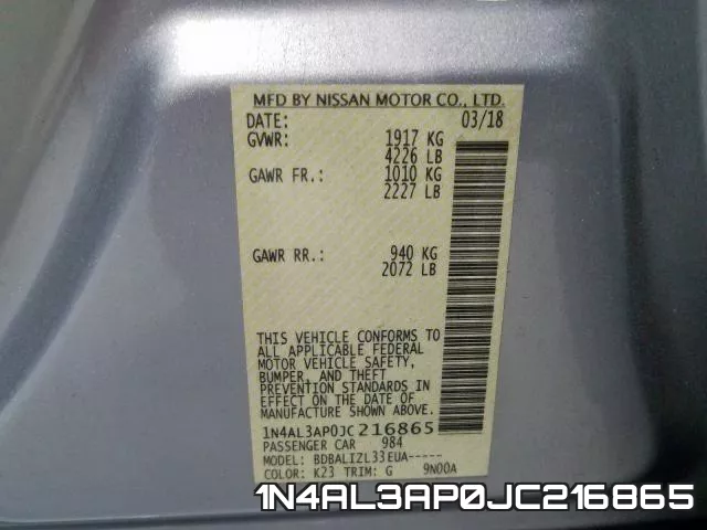 1N4AL3AP0JC216865 фото 2
