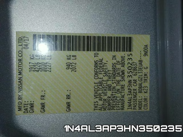 1N4AL3AP3HN350235 фото 2