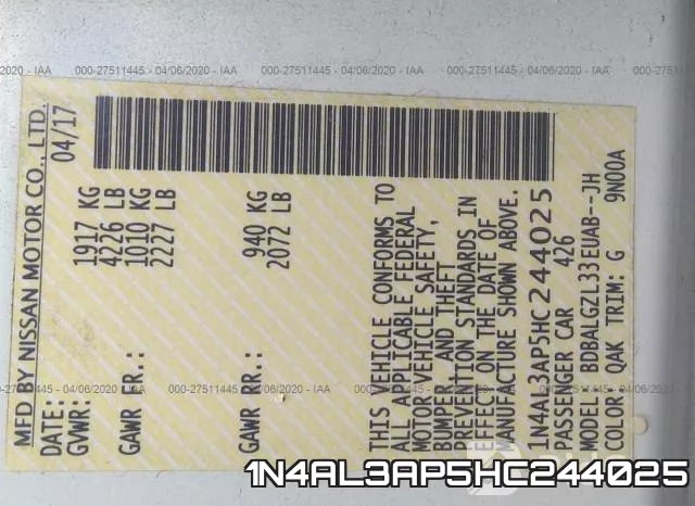 1N4AL3AP5HC244025 фото 10