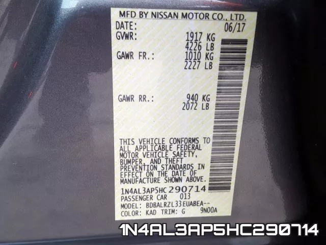 1N4AL3AP5HC290714 фото 2