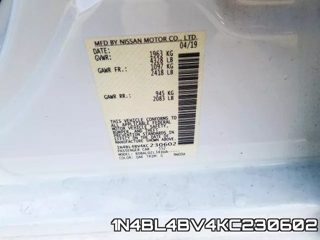1N4BL4BV4KC230602 фото 2
