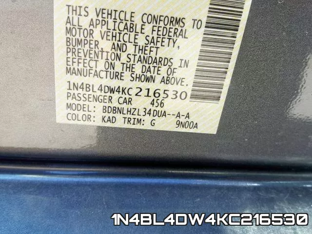 1N4BL4DW4KC216530 фото 2