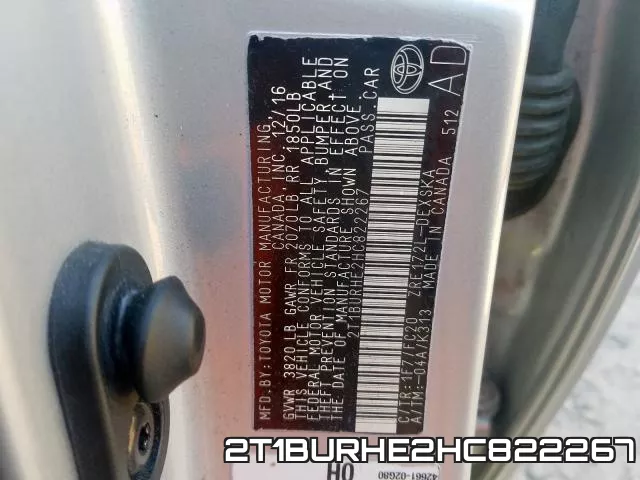 2T1BURHE2HC822267 фото 2