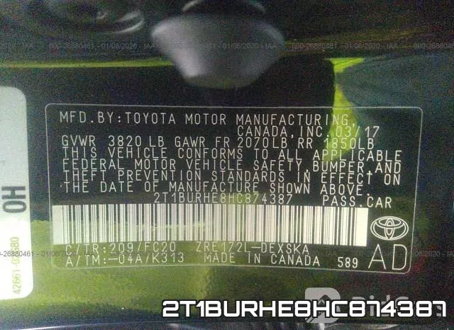 2T1BURHE8HC874387 фото 10