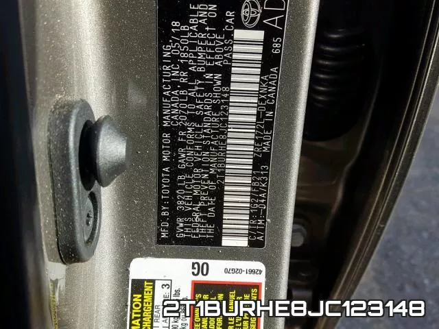 2T1BURHE8JC123148 фото 2