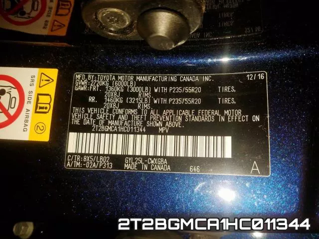 2T2BGMCA1HC011344 фото 2