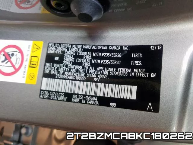 2T2BZMCA8KC180262 фото 2