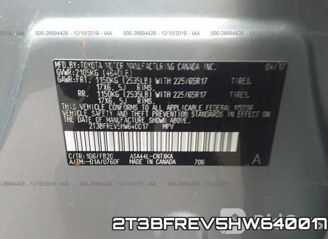 2T3BFREV5HW640017 фото 10