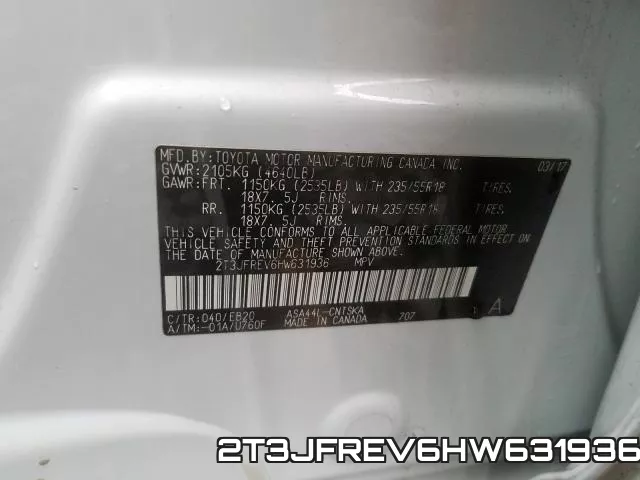 2T3JFREV6HW631936 фото 2