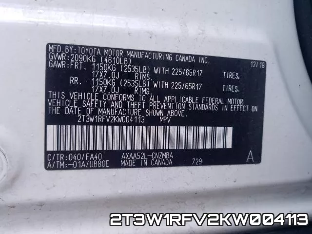 2T3W1RFV2KW004113 фото 2
