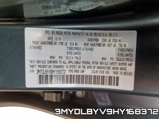 3MYDLBYV9HY168372 фото 2