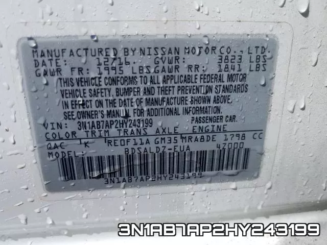 3N1AB7AP2HY243199 фото 2