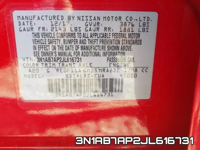 3N1AB7AP2JL616731 фото 2