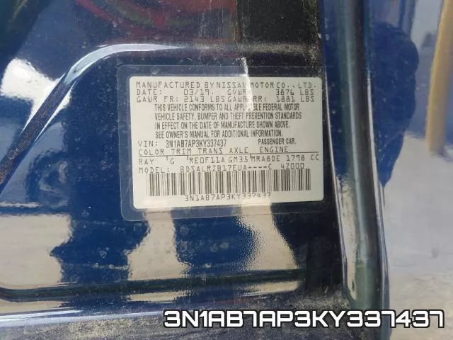3N1AB7AP3KY337437 фото 2