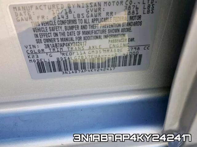 3N1AB7AP4KY242417 фото 2