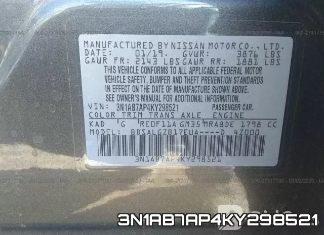 3N1AB7AP4KY298521 фото 10