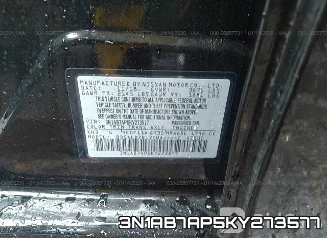 3N1AB7AP5KY273577 фото 10