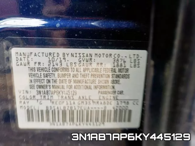 3N1AB7AP6KY445129 фото 2