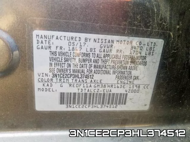 3N1CE2CP3HL374512 фото 2