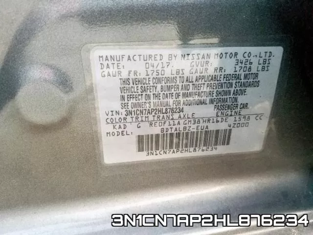 3N1CN7AP2HL876234 фото 2