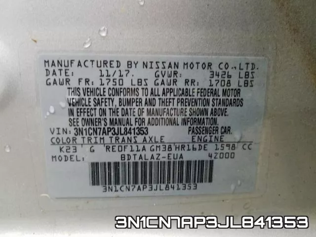 3N1CN7AP3JL841353 фото 2