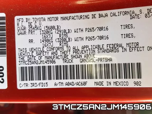 3TMCZ5AN2JM145906 фото 2