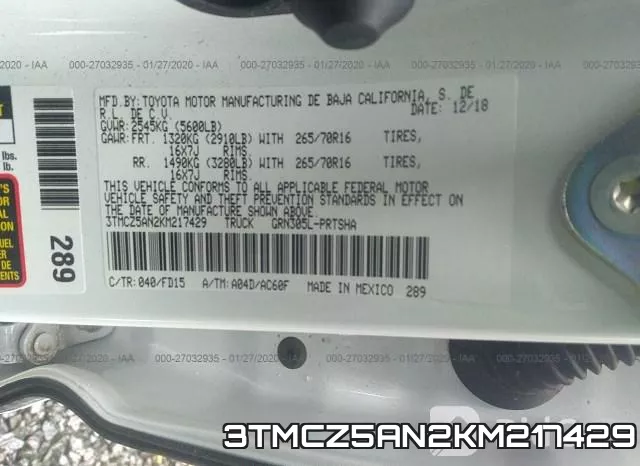 3TMCZ5AN2KM217429 фото 10