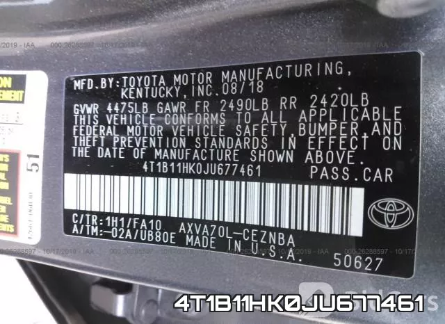 4T1B11HK0JU677461 фото 10