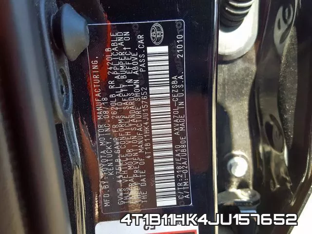 4T1B11HK4JU157652 фото 2