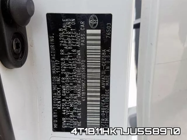 4T1B11HK7JU558970 фото 2