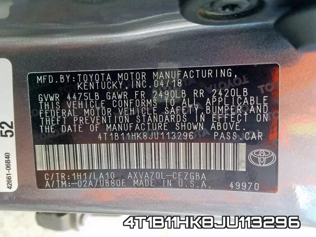 4T1B11HK8JU113296 фото 2