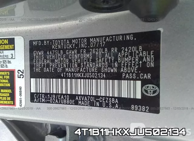 4T1B11HKXJU502134 фото 10
