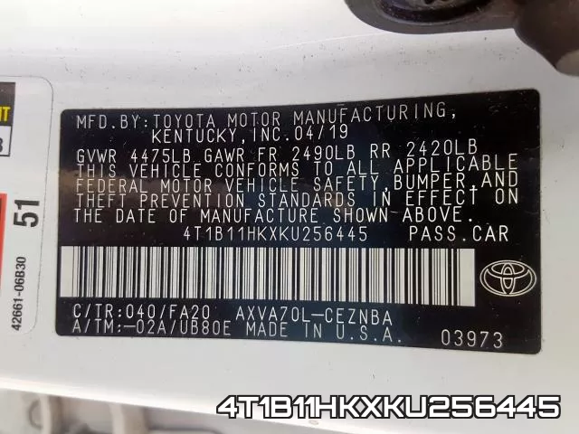 4T1B11HKXKU256445 фото 2