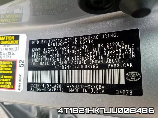 4T1B21HK7JU008486 фото 2