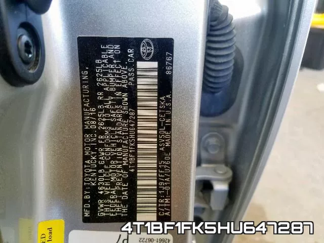 4T1BF1FK5HU647287 фото 2