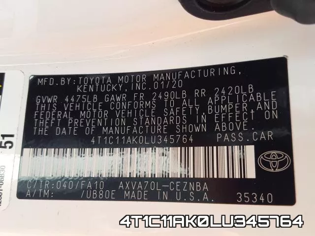 4T1C11AK0LU345764 фото 2