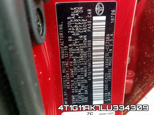 4T1G11AK7LU334309 фото 2
